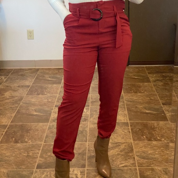 JUSTFAB “OxBlood” Belted Trousers - Picture 2 of 5